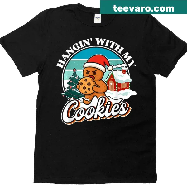 Funny gingerbread cookie graphic on a Christmas teacher t-shirt