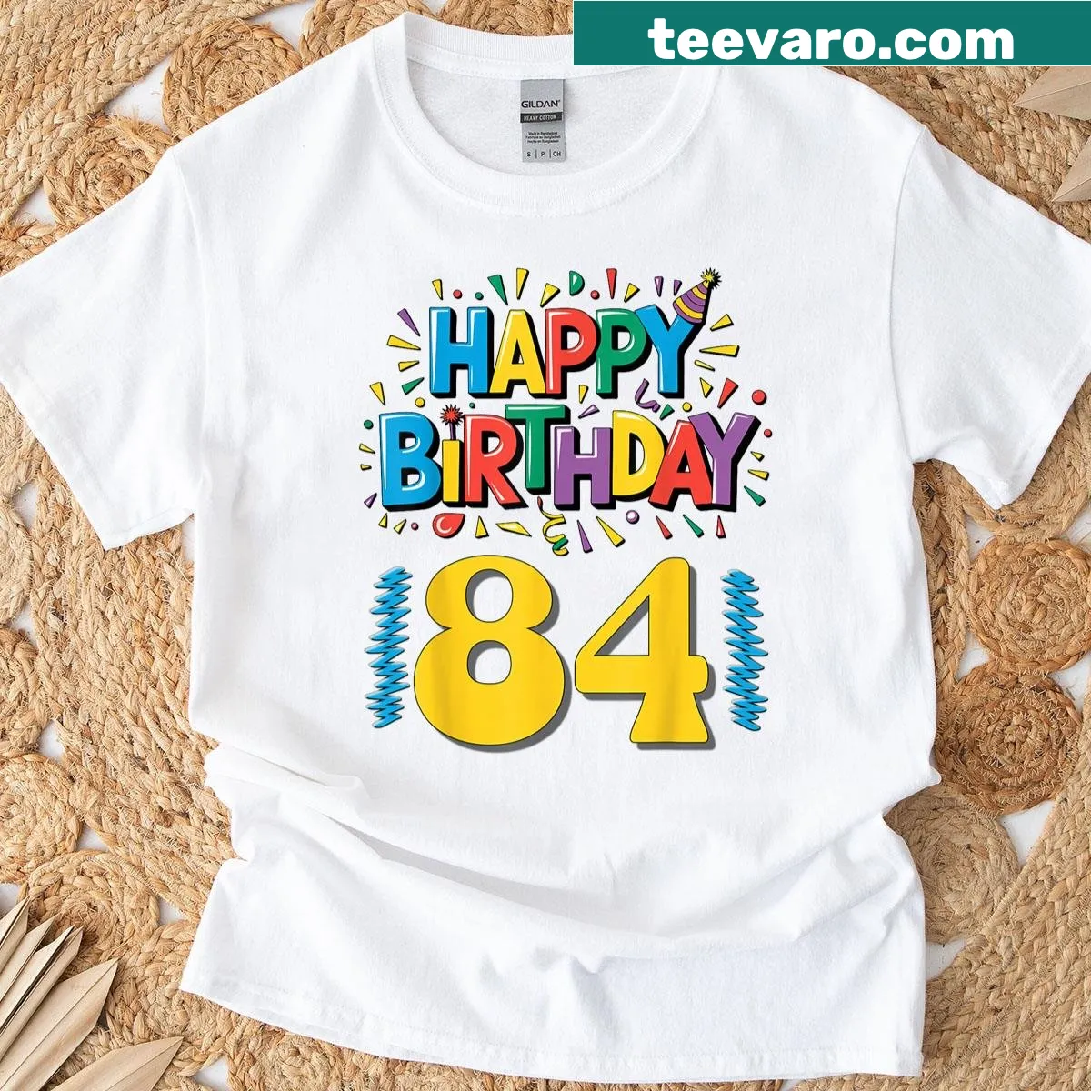 Cheerful graphic celebrating an 84th birthday — on a men's t-shirt