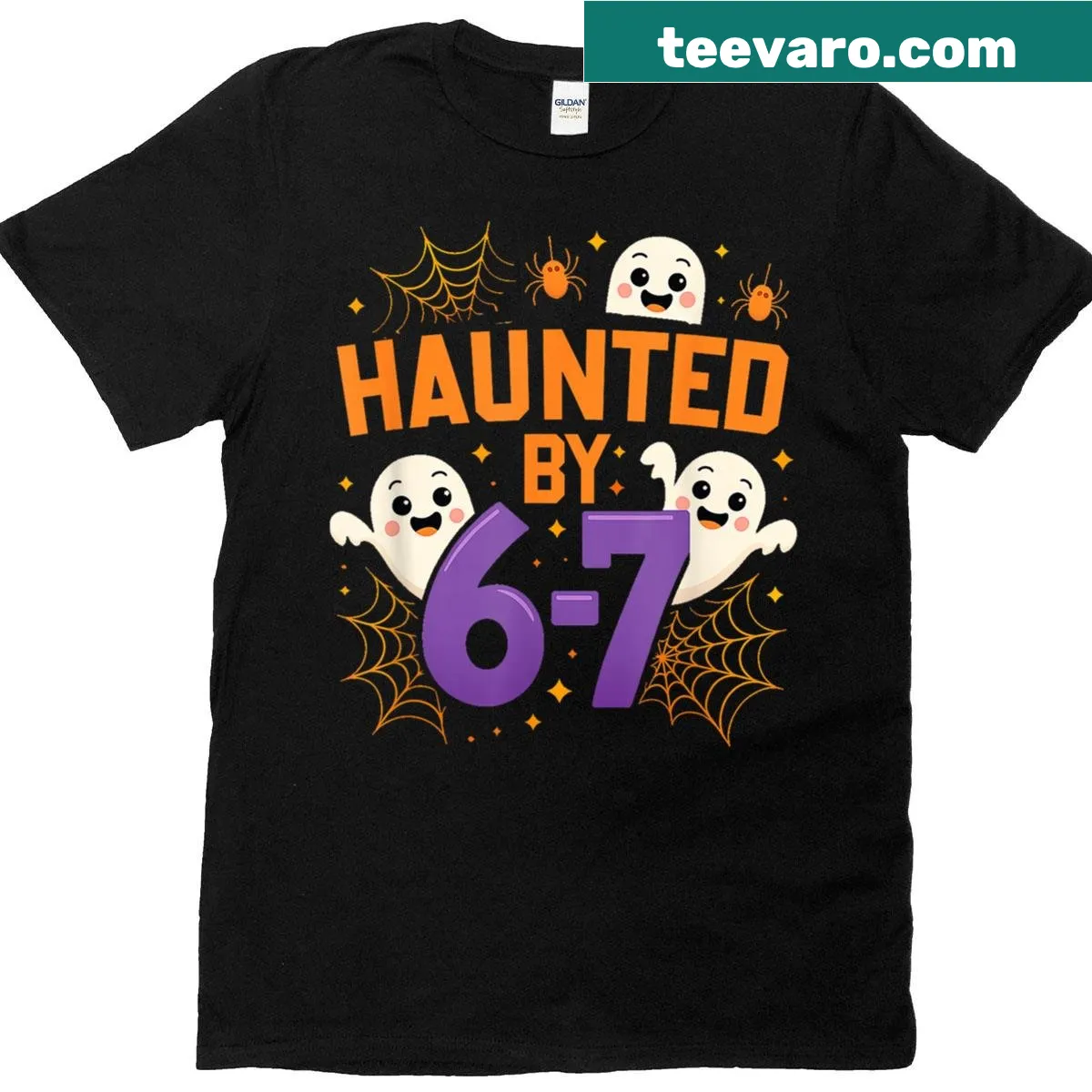 Funny Halloween t-shirt featuring the '67 meme with a spooky ghost theme — on a men's t-shirt