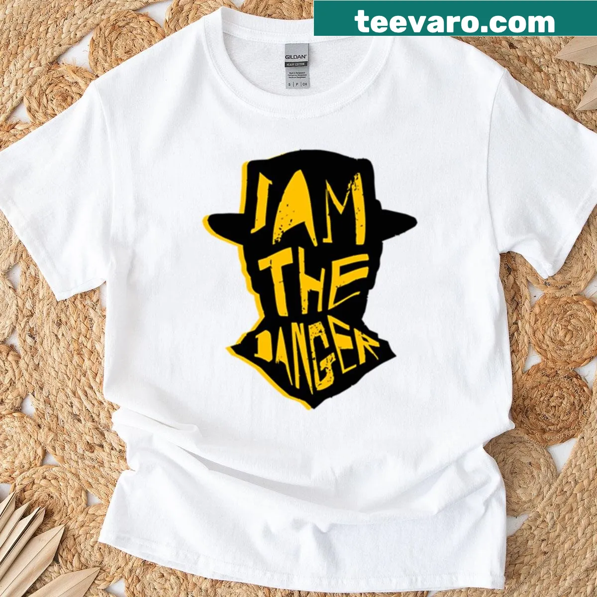 Typographic shirt featuring the phrase I Am The Danger — on a men's t-shirt