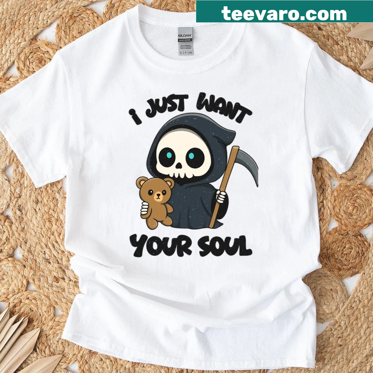 Quirky graphic with humorous text on oversized t-shirt — on a men's t-shirt