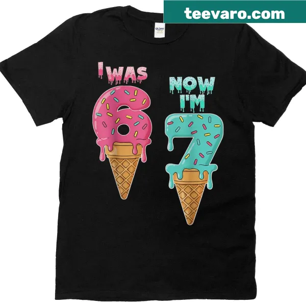 Ice cream drip design T-shirt for a child's 7th birthday