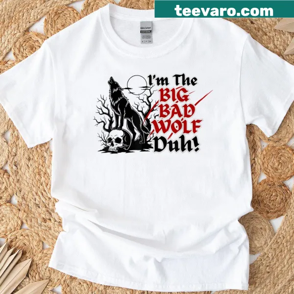 T-shirt featuring the phrase 'I'm The Bad Wolf' in playful design