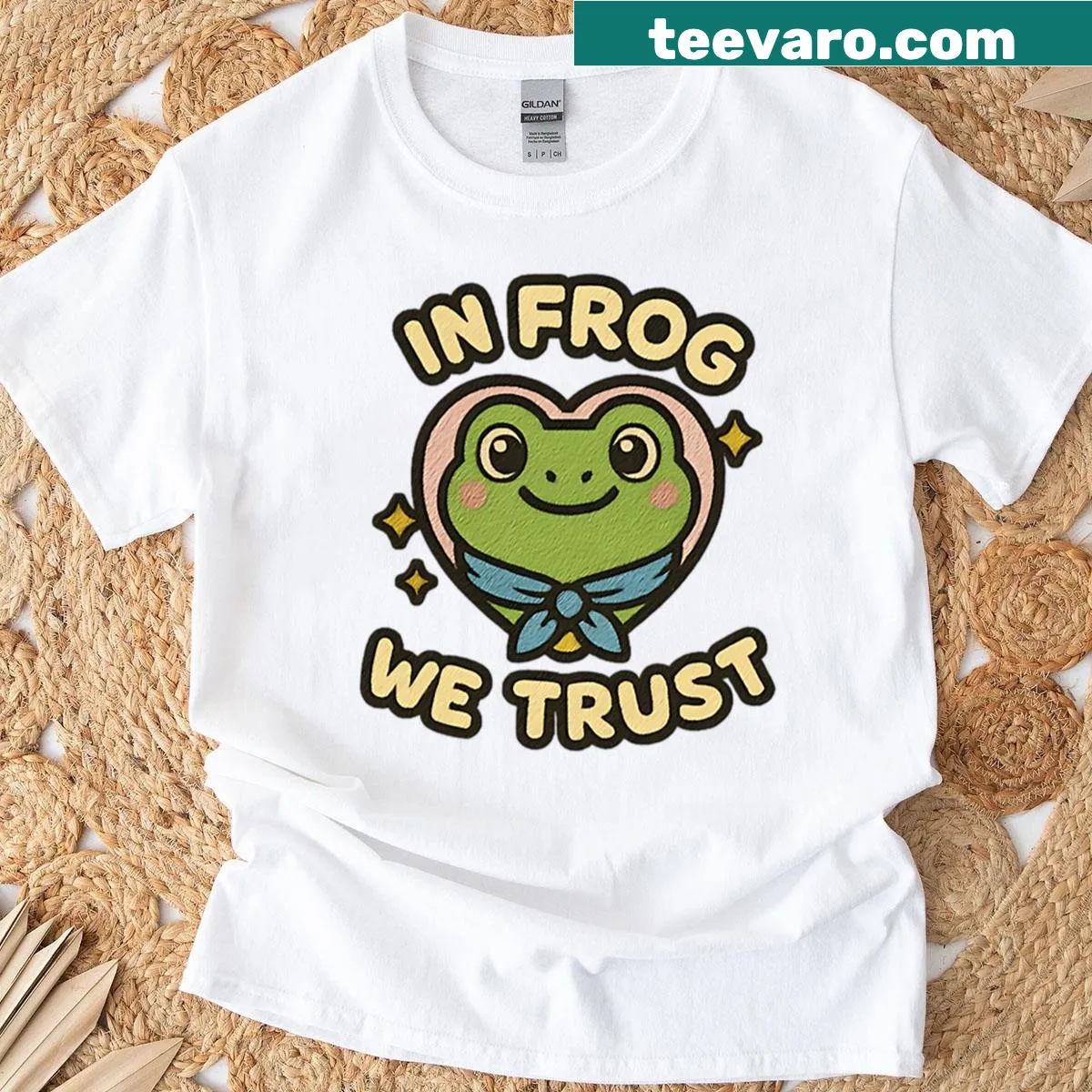 Cute frog inside a heart graphic on a funny t-shirt — on a men's t-shirt