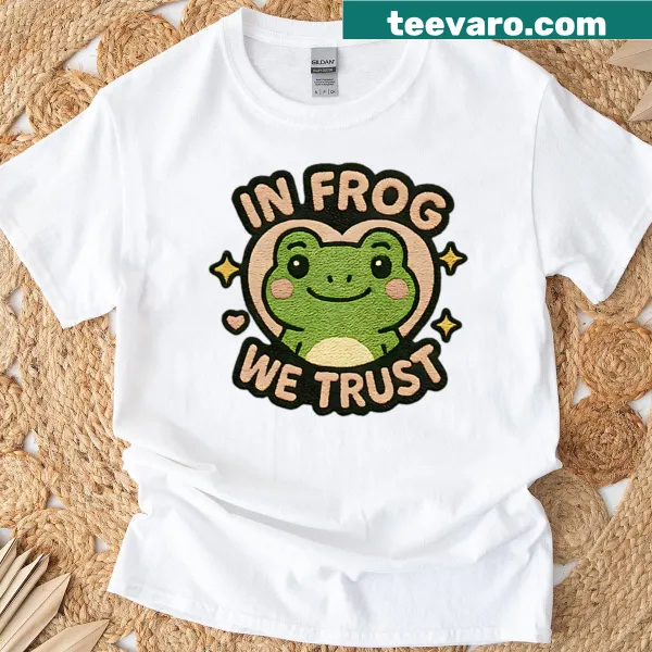 Cute frog heart design with In Frog We Trust text