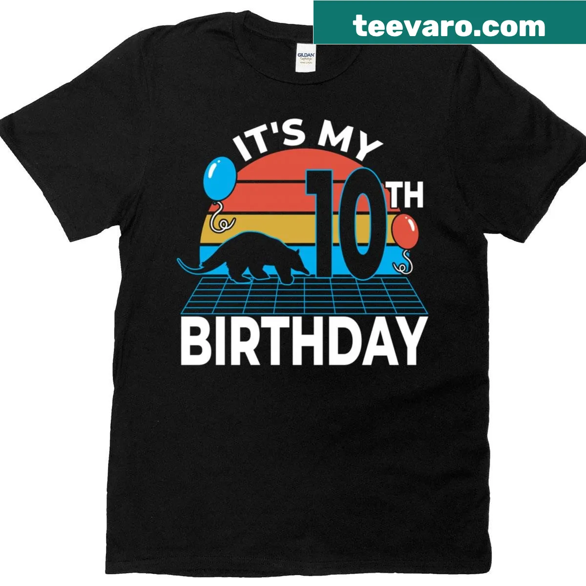 T-shirt with cute anteater and 'It's My 10th Birthday' text — on a men's t-shirt