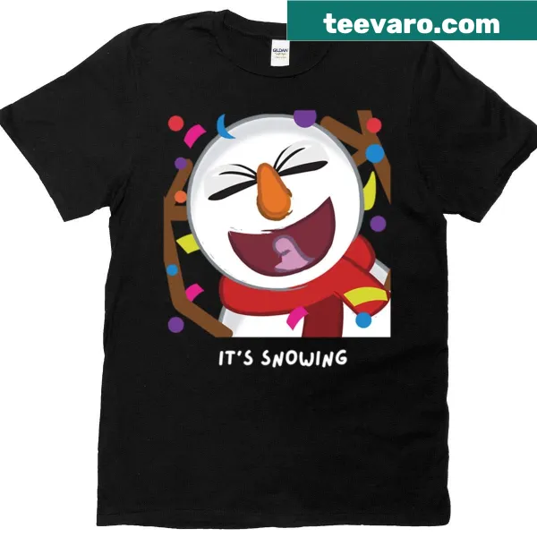 T-shirt featuring a whimsical snow-themed design.