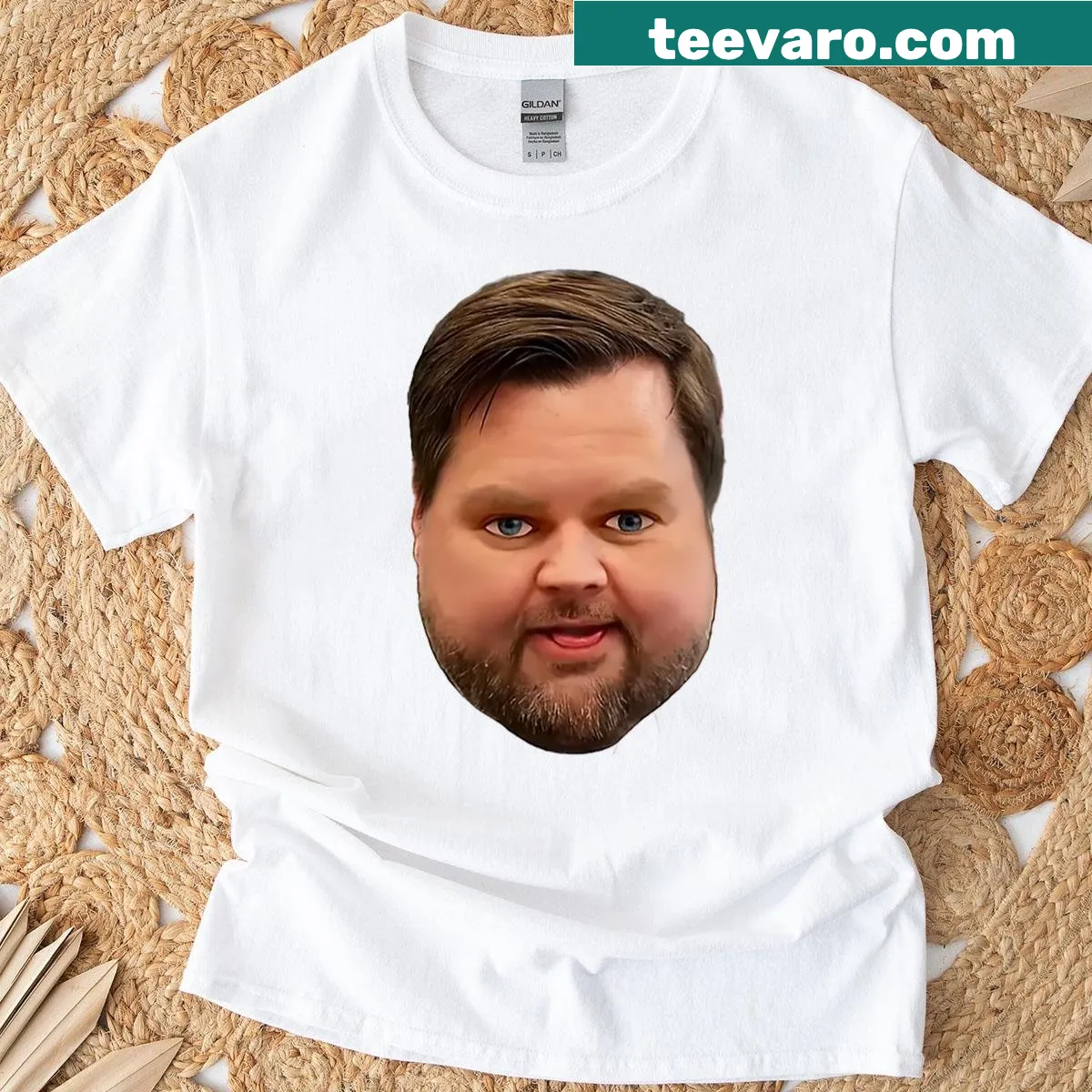 Cartoon parody T-shirt featuring Jd Vance in South Park style — on a men's t-shirt