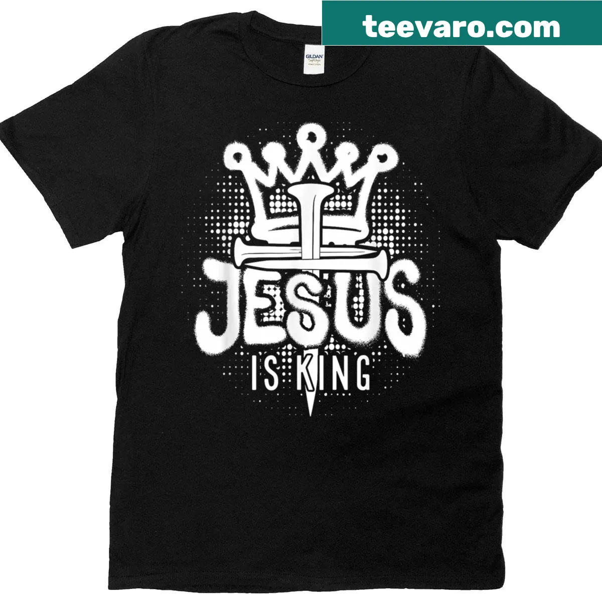Vintage T-shirt with 'Jesus Is King' and American flag design — on a men's t-shirt