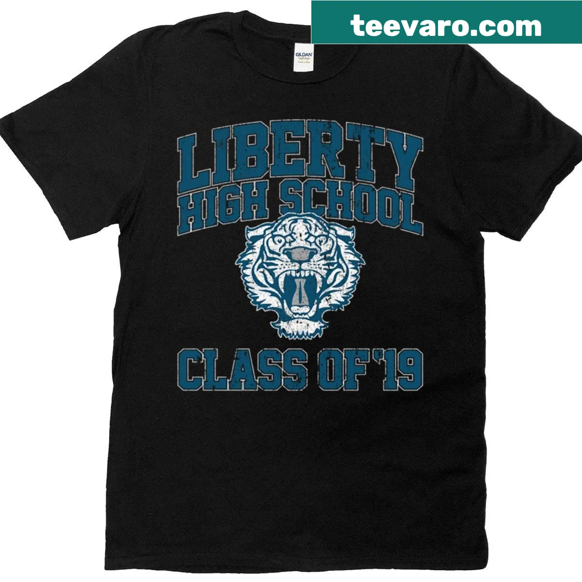 T-shirt celebrating LHS Class of 19 with classic design — on a men's t-shirt