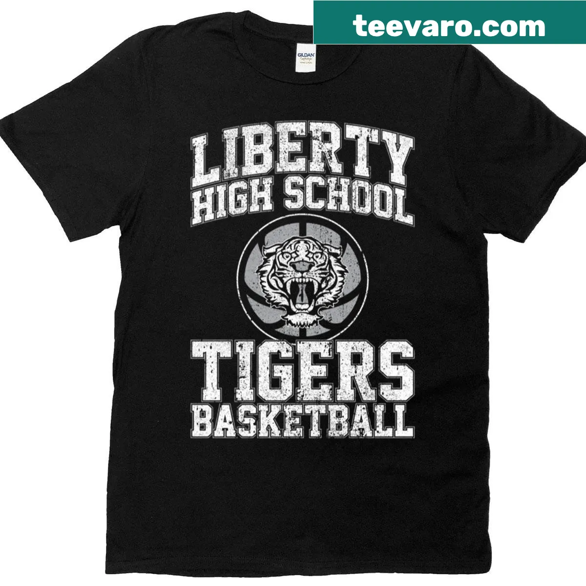 LHS Tigers basketball graphic T-shirt for kids — on a men's t-shirt