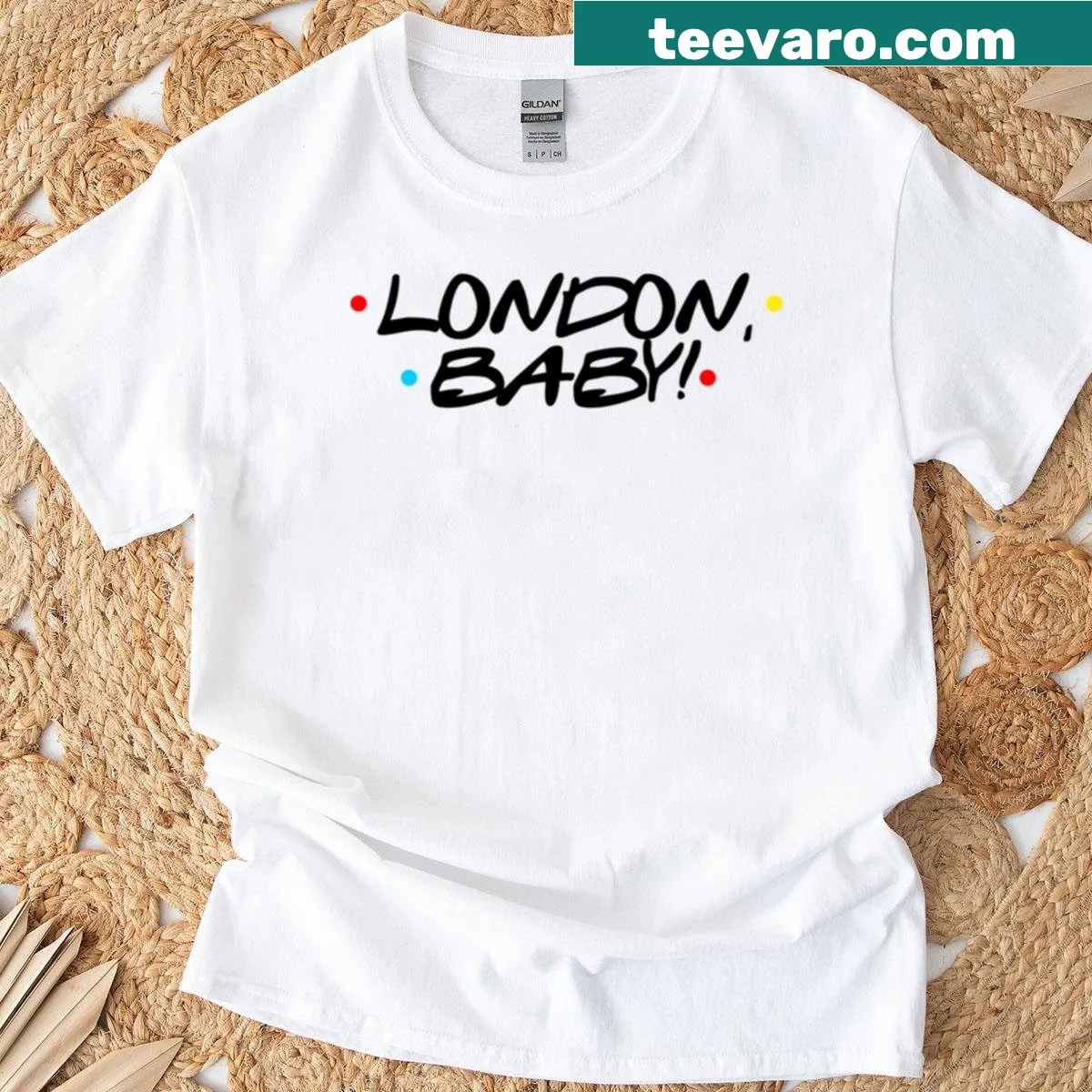 Charming London-themed design on a baby T-shirt — on a men's t-shirt