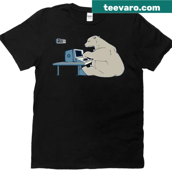 Illustration of a lost polar bear on T-shirt