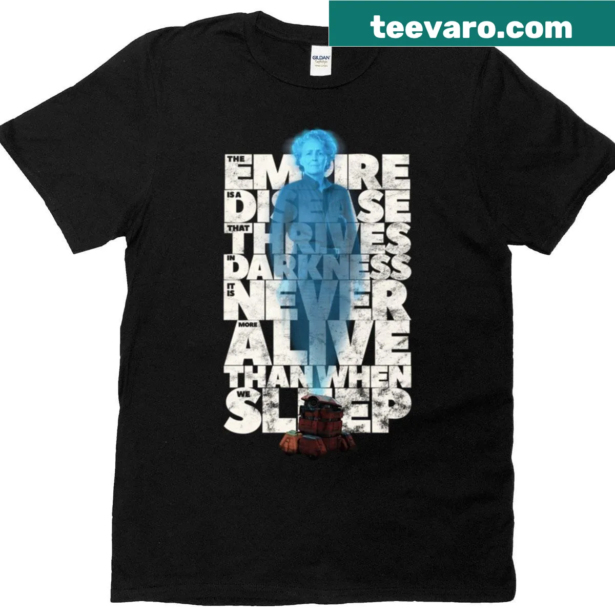 T-shirt featuring a quote about empire and society with retro design — on a men's t-shirt