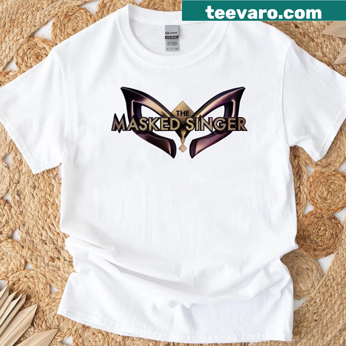 T-shirt themed around the concept of a masked singer — on a men's t-shirt