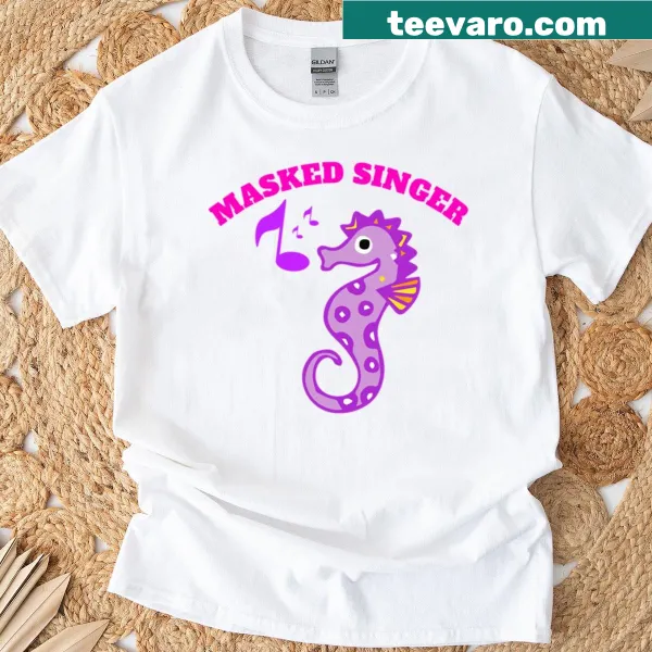 T-shirt featuring the Masked Singer Seahorse character design