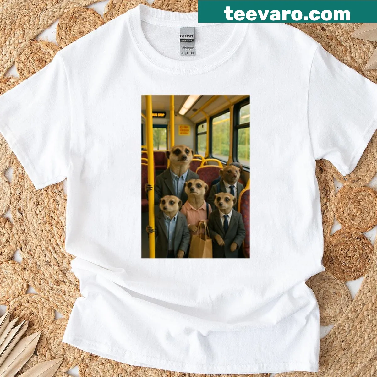 Funny meerkat commute graphic on a t-shirt — on a men's t-shirt