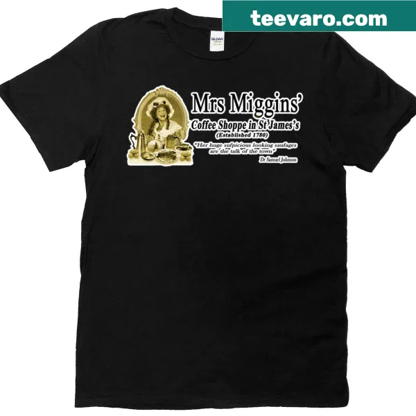 Mrs. Miggins t-shirt celebrating a beloved character