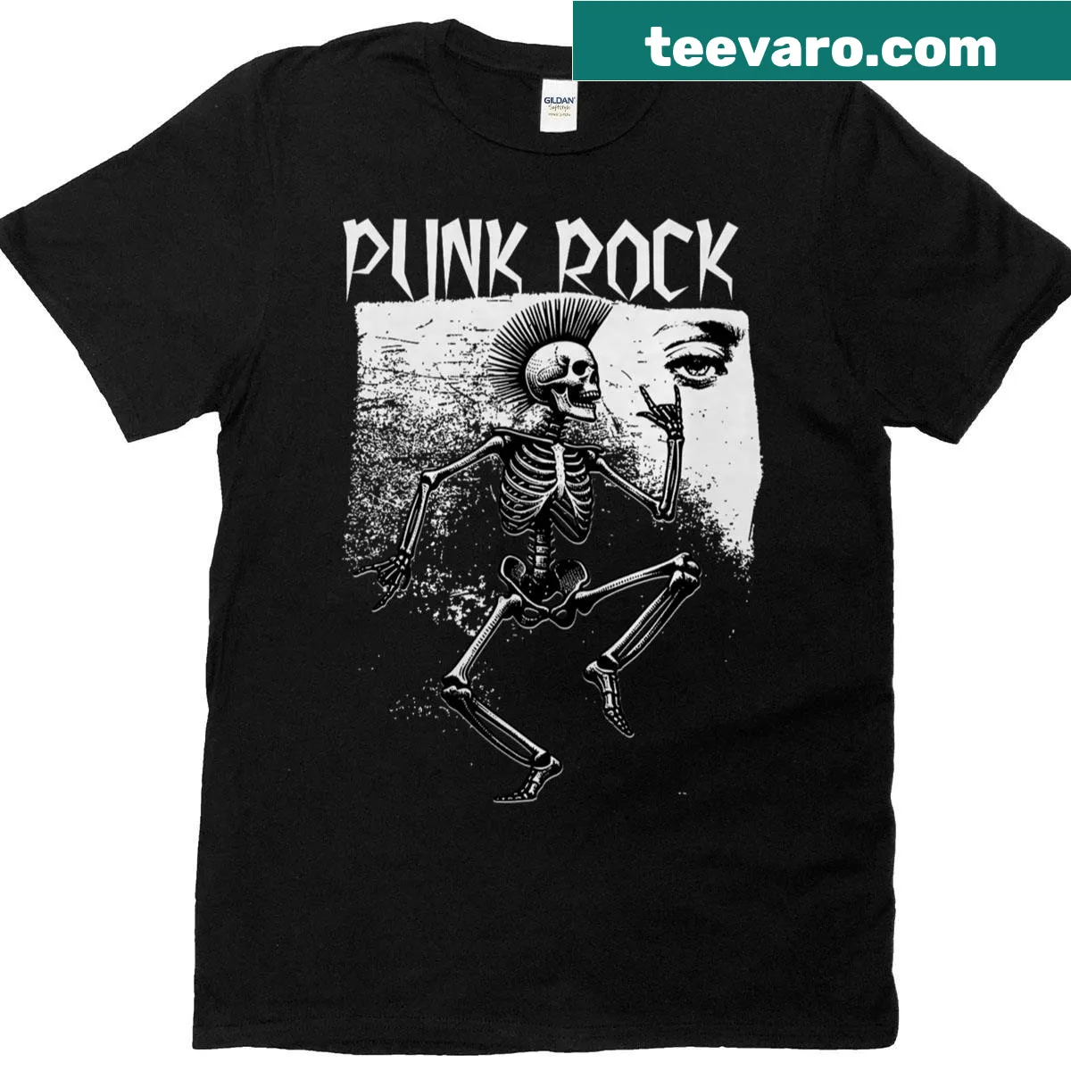 Punk rock themed t-shirt with bold design — on a men's t-shirt