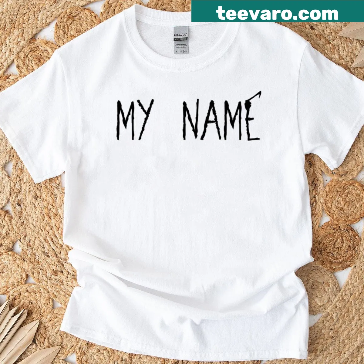 Kdrama themed t-shirt with 'My Name' text design — on a men's t-shirt