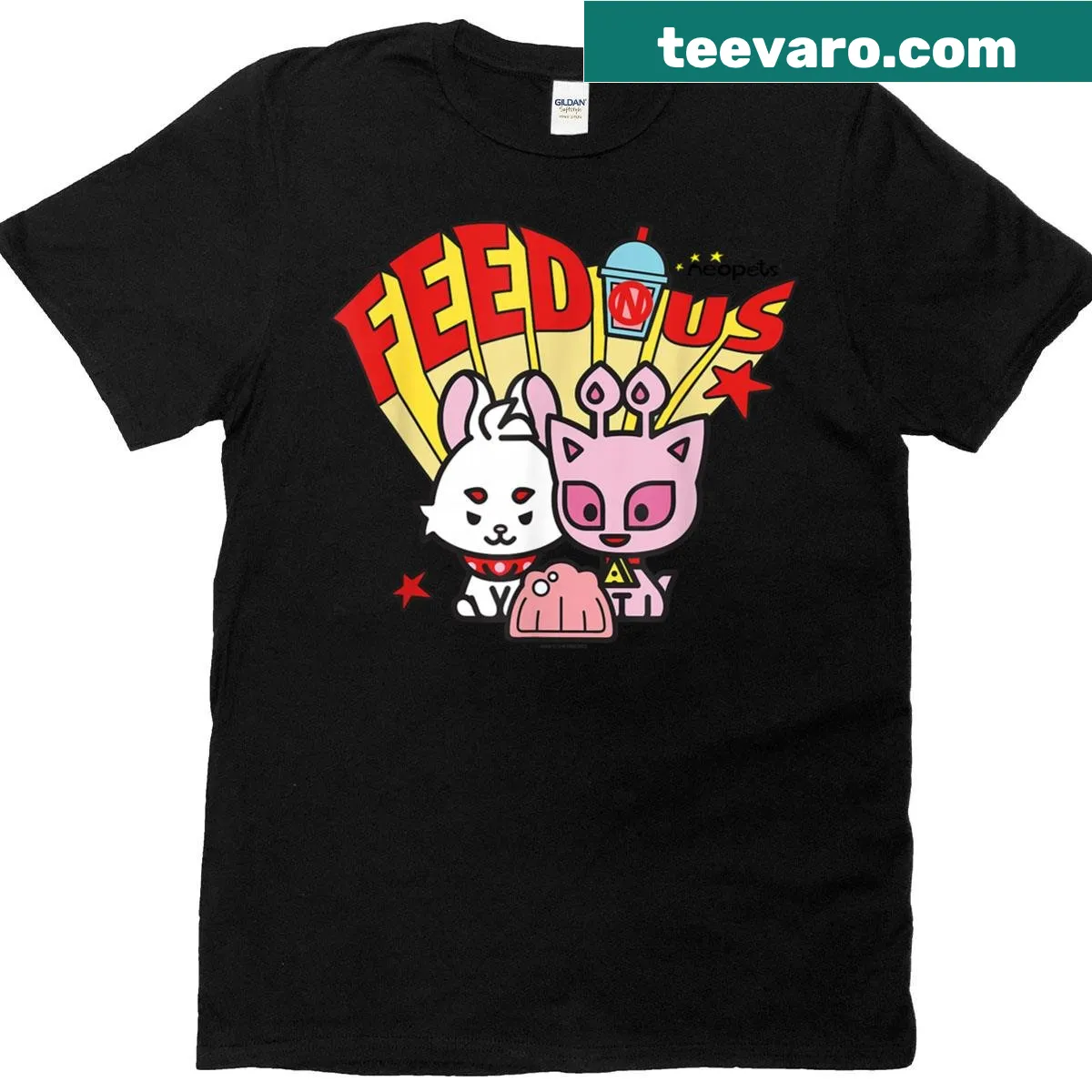 Cute retro Neopets t-shirt with virtual pets design — on a men's t-shirt