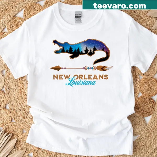Bayou-themed t-shirt featuring an alligator design