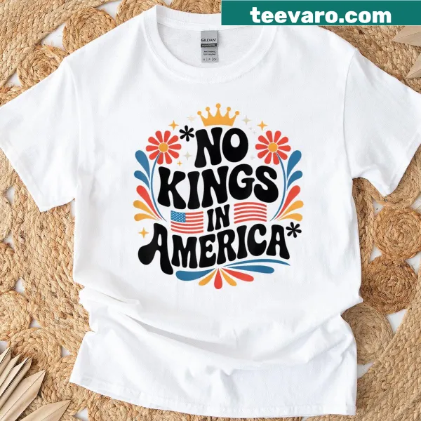 Floral retro design with patriotic text on a casual t-shirt