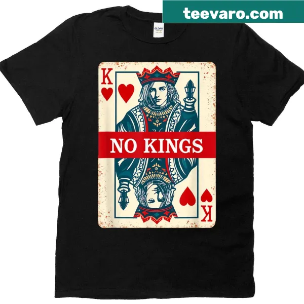 T-shirt with playful playing card design and 'No Kings'
