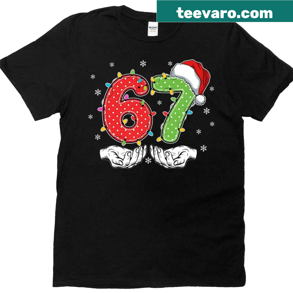 Number 67 meme graphic t-shirt for Christmas — on a men's t-shirt