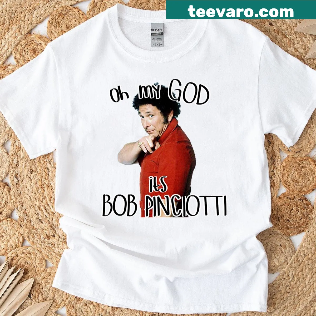 Bob Pinciotti graphic T-shirt capturing nostalgic humor — on a men's t-shirt