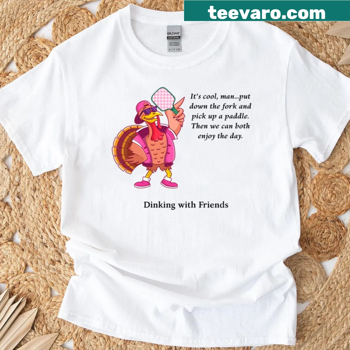 Funny turkey graphic with humorous text on a T-shirt. — on a men's t-shirt