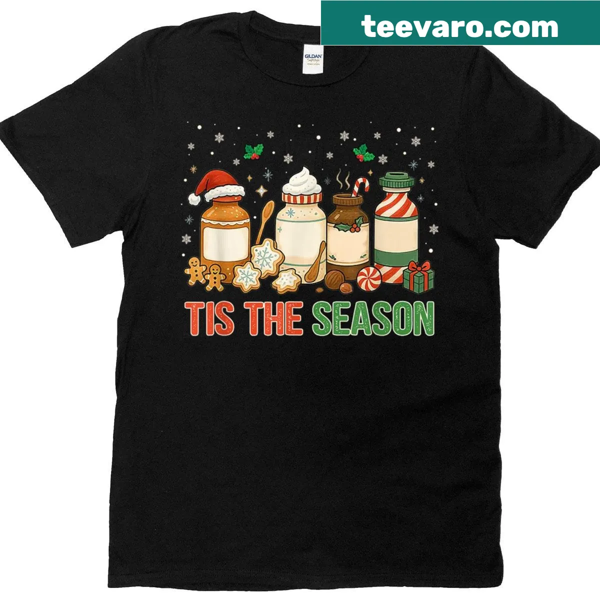 Christmas-themed t-shirt for pharmacy technicians with festive graphics — on a men's t-shirt