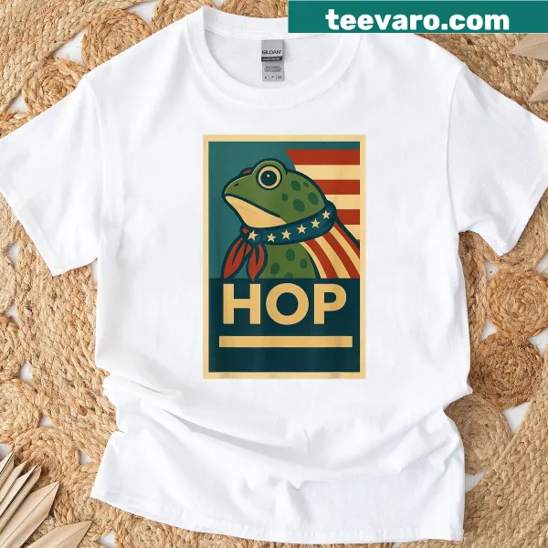 Cartoon frog design on a playful Portland-themed t-shirt