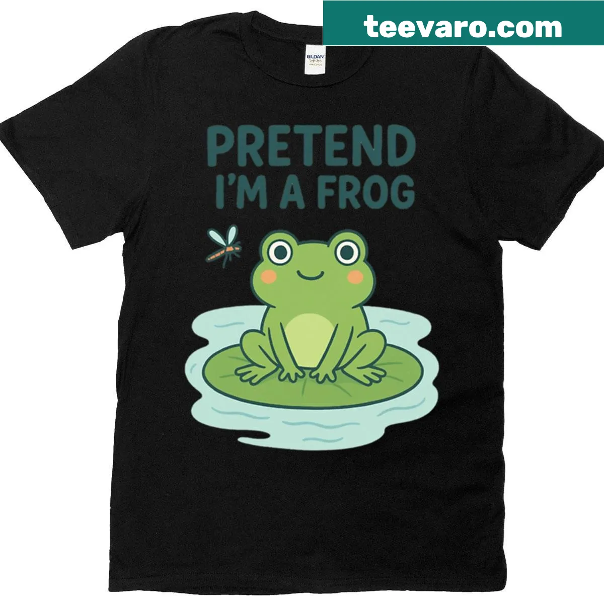 Cute cartoon frog design with playful text — on a men's t-shirt