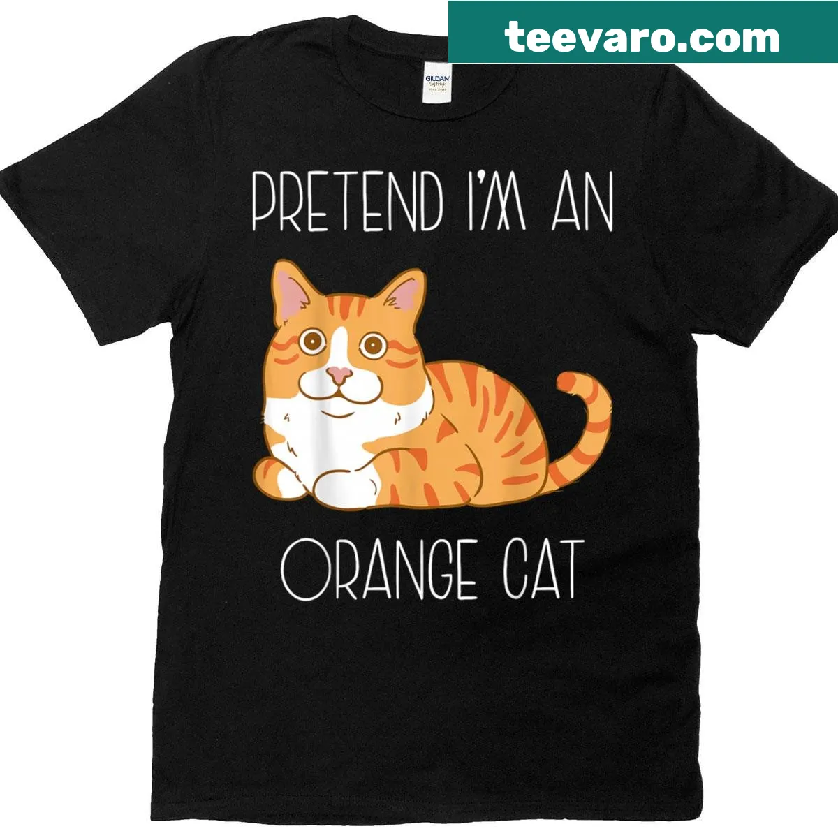 T-shirt with the phrase 'Pretend I'm An Orange Cat' for Halloween — on a men's t-shirt