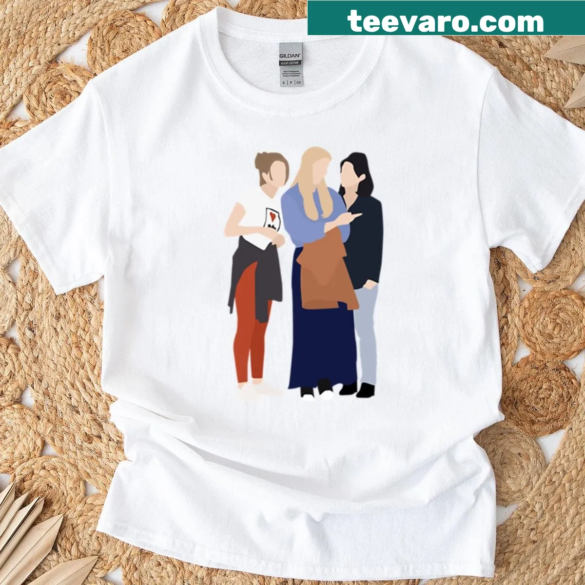 T-shirt featuring iconic names Rachel, Phoebe, and Monica — on a men's t-shirt
