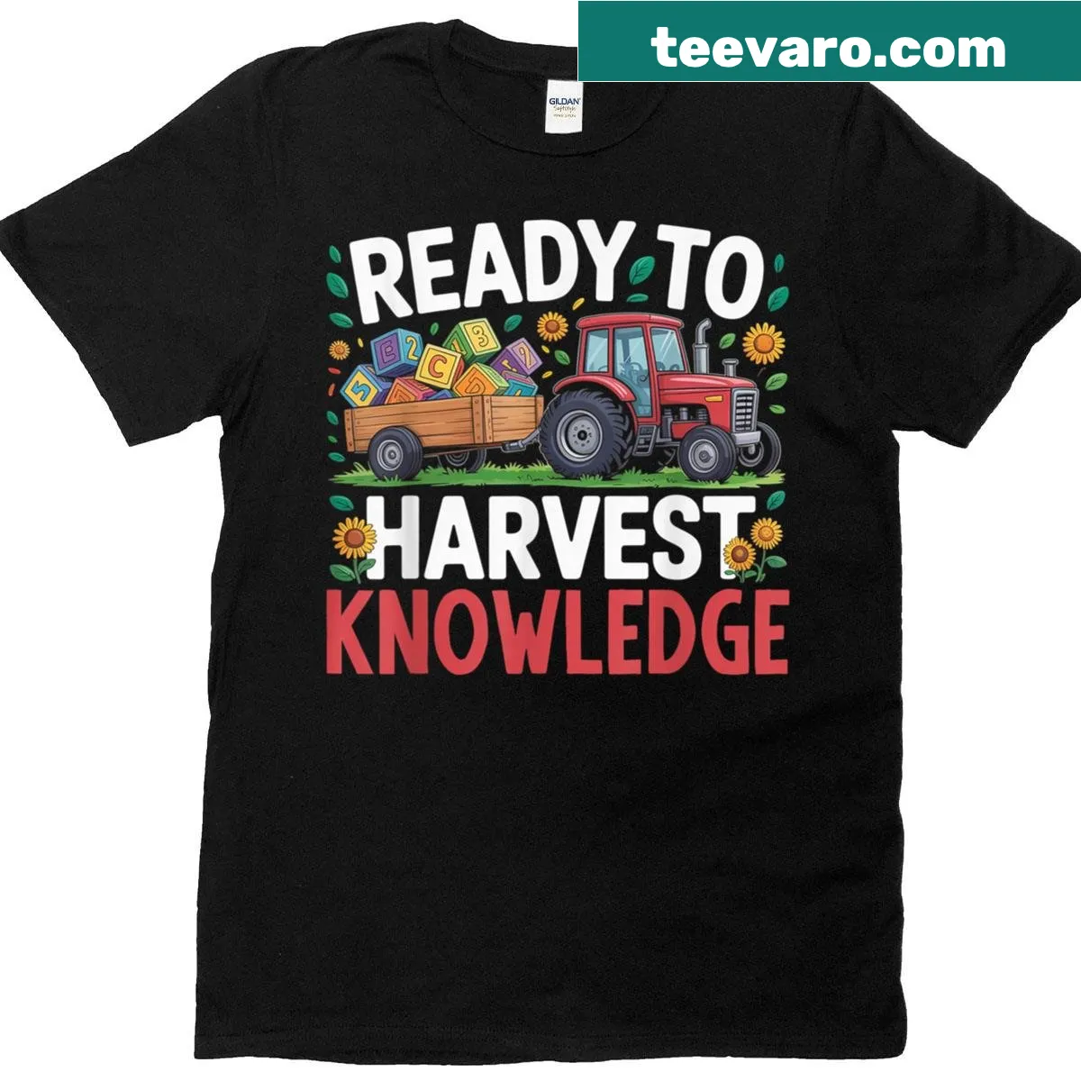 Playful tractor graphic on t-shirt celebrating education — on a men's t-shirt