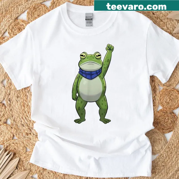 Illustrated frogs on a protest t-shirt promoting resistance