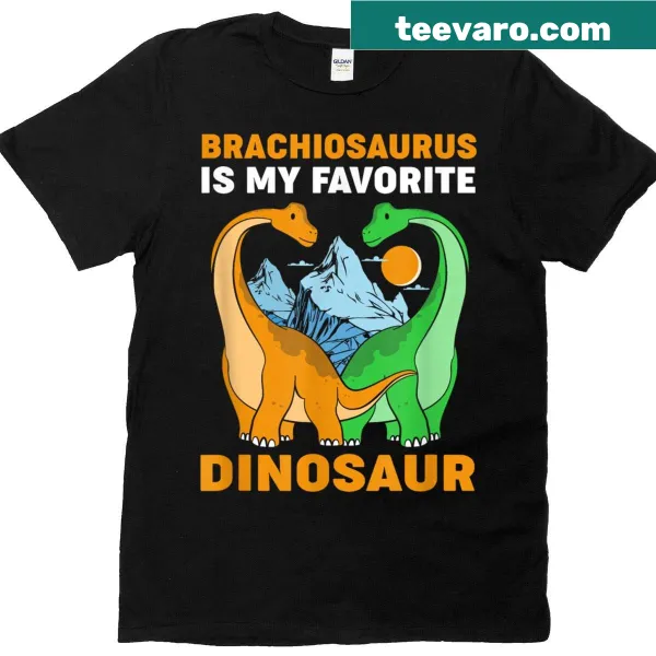 Retro illustration of Brachiosaurus with text on T-shirt