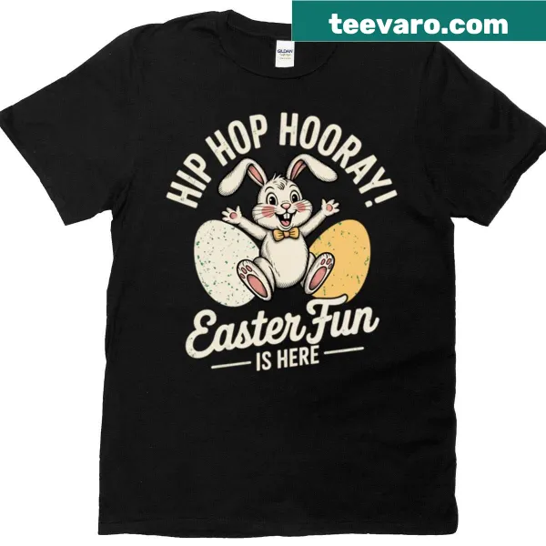 Vintage cartoon Easter bunny graphic on a whimsical t-shirt