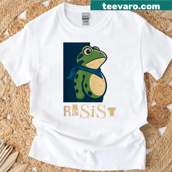Vintage-inspired frog design on a casual t-shirt