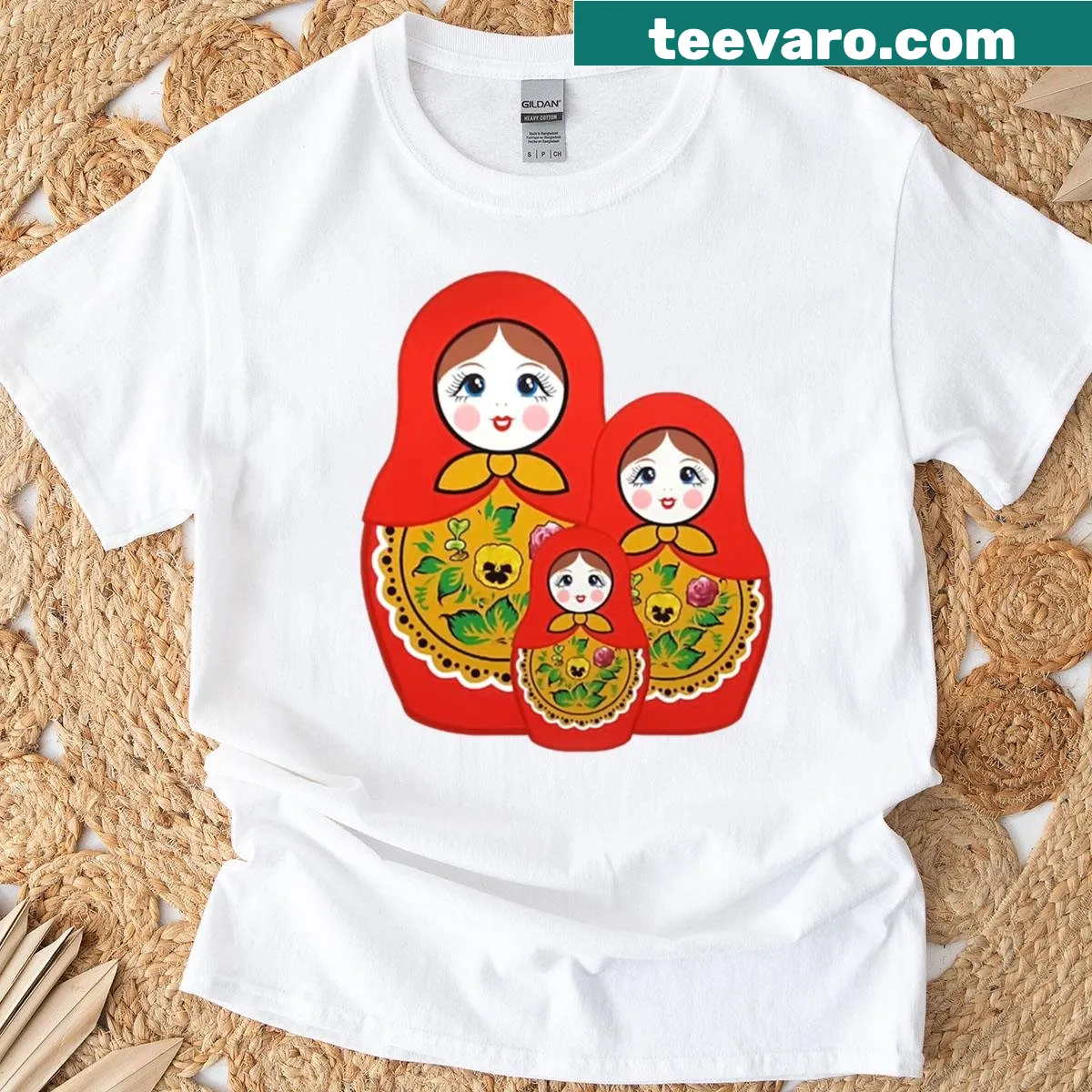 T-shirt featuring Russian dolls design inspired by The Masked Singer — on a men's t-shirt