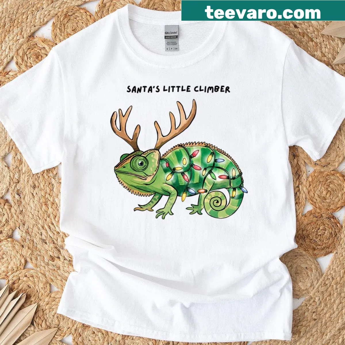 T-shirt featuring 'Santa's Little Climber' in a playful Christmas design. — on a men's t-shirt
