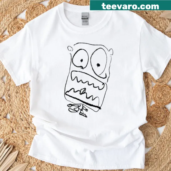 Goofy monster sketch graphic on oversized T-shirt