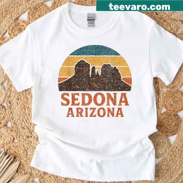 Vintage Sedona mountains graphic on T-shirt