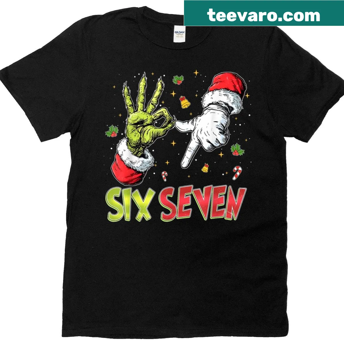 Gen Z Christmas T-shirt with playful meme slang text — on a men's t-shirt