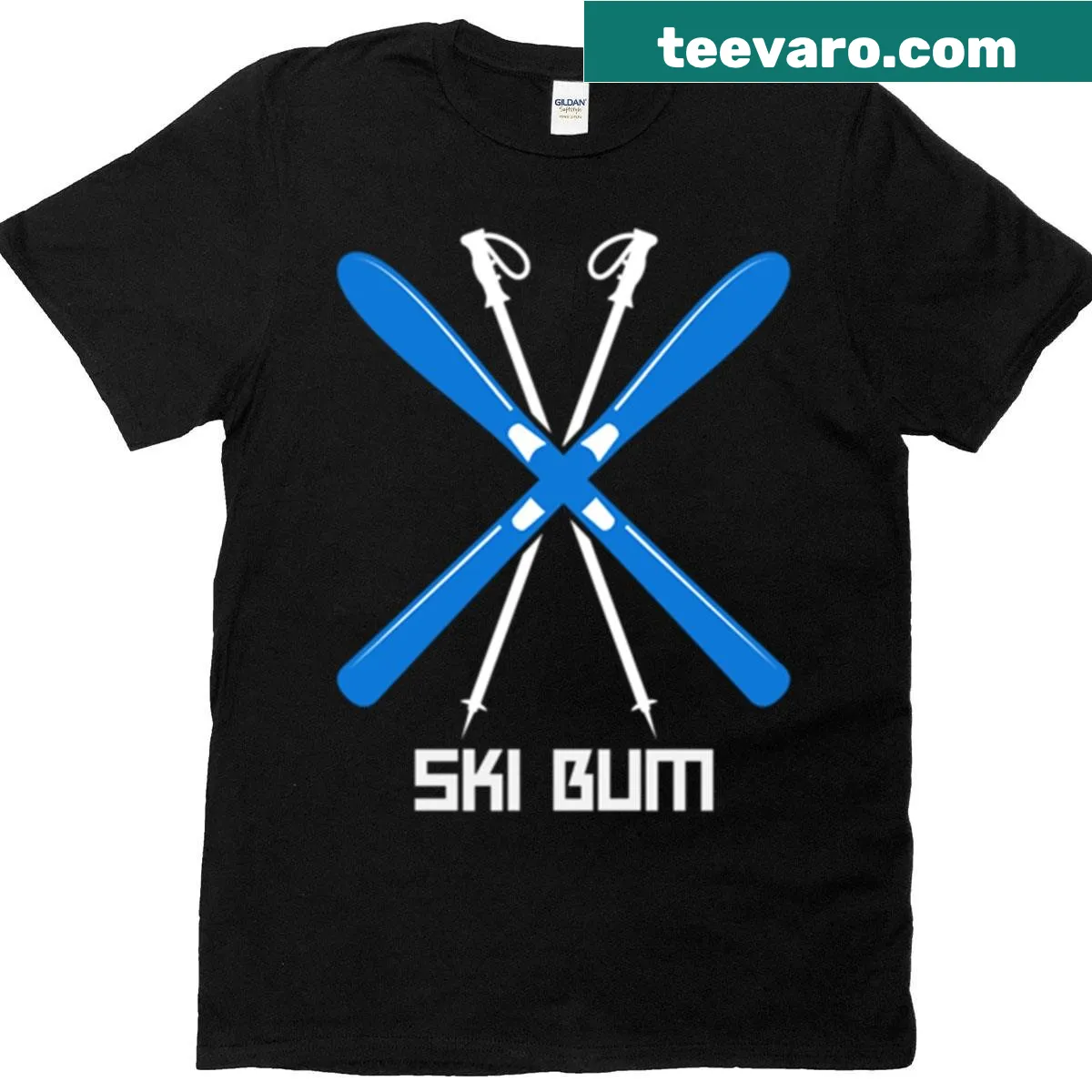 Funny t-shirt celebrating the ski bum lifestyle — on a men's t-shirt