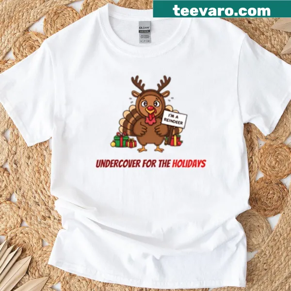 Sneaky Christmas turkey in disguise graphic on a humorous T-shirt