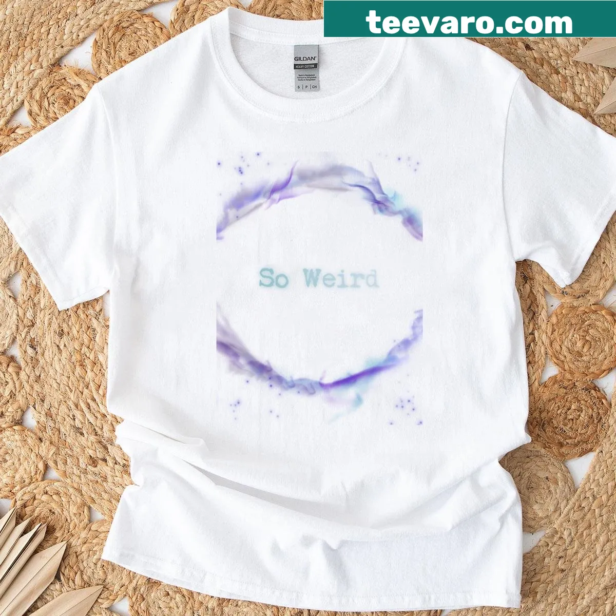 Galaxy-themed t-shirt with planets and stars in a whimsical graphic — on a men's t-shirt