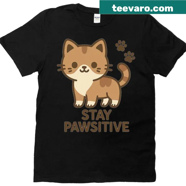 Oversized kawaii cat t-shirt with a cute pawsitive pun design